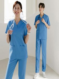 女性看護スクラブ女性男性ユニセックスワーキングユニフォームスーツ半袖トップとパンツセット女性039S二枚