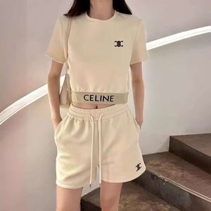 Women's Suits & Blazers Ce24ss New Instagram Style Lazy Hoodie Set with Wide Thread Sports Short Top and Shorts