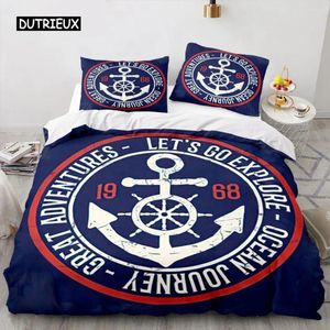 Bettwäsche Sets Anker Bettdecke Cover Marine Blue Ocean Set Quilt für Kinder Jungen Teenager Schlafzimmer Dekoration Polyester Nautische Theme
