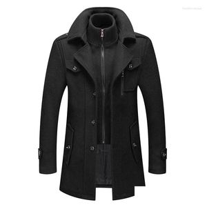 MENS Trench Coats Autumn Winter Wool Fashion Middle Jacket Male Double Collar dragkedja Windbreak Woolen Overrock 4XL Drop de Dhd5b