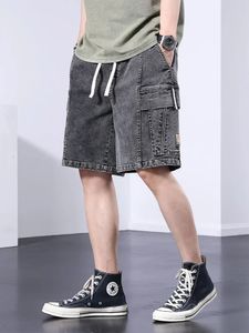 Summer Multi-Pockets Mens Denim Shorts Duży rozmiar 8xl Streetwear Długość kolan Casual Cotton Men Krótki ładunek dżinsowe spodnie 240517