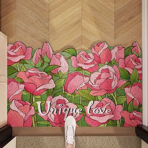 Carpets Silk circle floor mat floral doormat household entrance thick soil rubbing can be cut and dirt resistant foot H240517