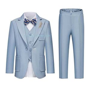 Suits Children Formal Suit Set Children Wedding Birthday Party Photography Performance Costume Kids Blazer Vest Pants Bowtie Outfit Y240516