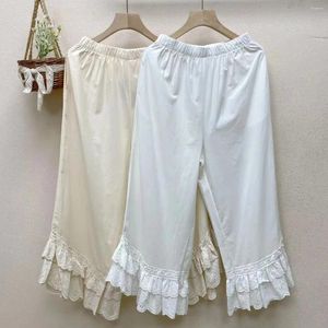 Pantaloni da donna Donne donne vintage vittoriana arruffato orlo in pizzo cotone larghe gamba edoardiana retrò lolita dolce vestito impilato medievale