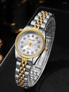 Wristwatches 1pcs Women's Fashion Round Room Gold Steel Band Quartz Wristwatch