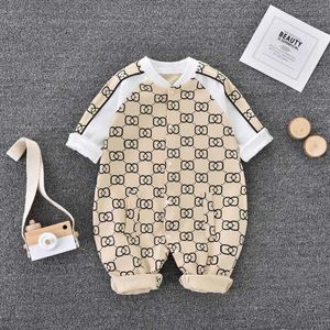 Rompers Baby Jumpsuit 100 Cotton Cute Nutborn Cleborn Long Cleved Cull Print Hirtfice Clothing Clawling Newborn Complity Suituit D240516