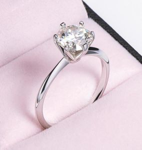 Moissanite Sterling Gümüş S925 Çar Yüzük 05 Karat Klasik Altı Pençe Elmas Nişan Vaat Yüzüğü Çift Doğum Günü Hediyesi8509030