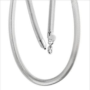 Moda plisowane Srebrne łańcuchy Naszyjnik 20 cali 10 mm płaski wąż Naszyjnik DHSN209 Gorąca wyprzedaż 925 Srebrne łańcuchy płyt biżuterii 231N