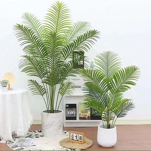 Decorative Flowers Artificial Palm Tree 5 Feet/63Inch Faux Potted For Housewarming Home Office Decoration With Small Black Flowerpot