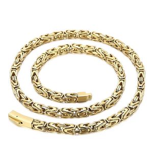 6mm 26inch Black gold silver Byzantine Chain Solid Knotted Link Necklace For Mens Gifts Stainless steel Jewelry 296u