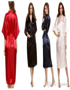 ZC 패션 여성 039S 신부 들러리를위한 단단한 실크 기모노 로브 웨딩 파티 나이트 가운 잠옷 5 색 이용 가능 80373846885138