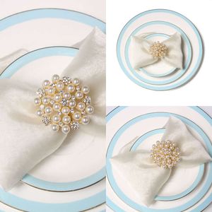 New New High Quality White Pearl Beaded Wedding Napkin Ring for Table Decoration
