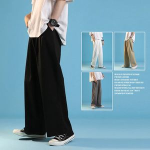 Autumn Mens Solid High Streetwear Pants Loose Straight Wide-leg pant Japanese Jogging Trousers Casual moletom masculino 240516