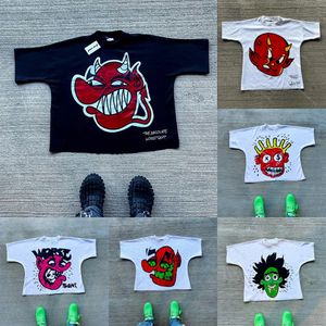 Men's T-shirt Y2k Shirts Hip Hop Devil Graphic Print Tee Retro Streetwear Men's and Women's Summer Loose Short Sleeve Tops