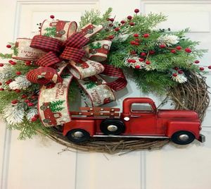Christmas Decorations Red Truck Wreath Decoration 2022 Product Door Hanging Farmhouse1184392