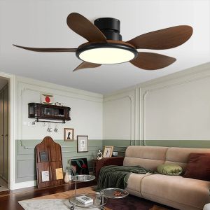 Ventilador de teto contemporâneo minimalista com controle remoto e controle de parede - luz LED com eficiência energética, perfeita para qualquer sala