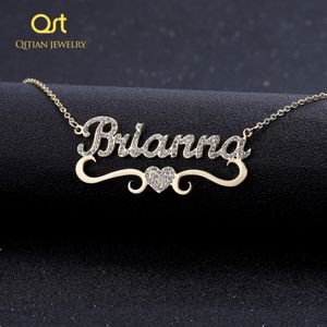 Heart With Personalized Name Necklace & Pendants For Women bling jewelry iced out Initial Choker Custom bling initial necklace Y200810 304t