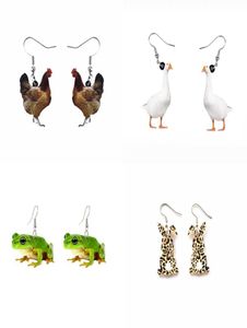 Funny Simulation Animal Acrylic Dangle Earrings for Women Frog Butterfly Chicken Earring Own Design Drop Earrings Female 20225125787