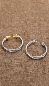 Silver ed Cuff Bangle Fashion Men Bracelets Charm Bracelet hook 5MM Wire Woman Designer Cable Mens Jewelry Exquisite Simple Jewelr8603634