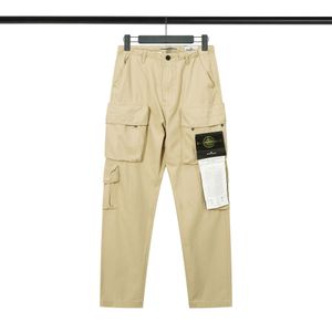 Lyxdesigner Högkvalitativ AAA Stone Compass Emblem broderad avslappnad europeiska amerikanska militära arbetssäsonger Multi Pocket Loose Pants