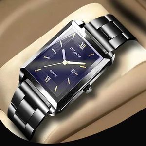 Zegarek na rękę męską luksusowe zegarek mody kwarcowy zegarek Square Gold zegarek ze stali nierdzewnej Reno Masculinol2304