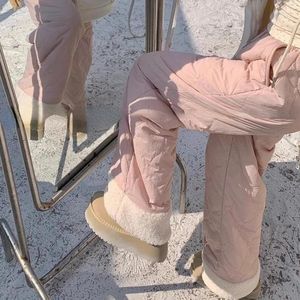 Frauenhose Deeptown Y2K Fleece gebürstete Frauen japanische Mode Winter Baggy Cotton-Paddouser Süßes Harajuku Korean Pink Joggers