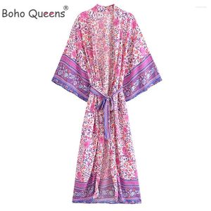 Boho Queens Женщины цветочный принцип летучая мышь пляжный пляжный богемный кимоно-хала