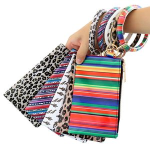 PU Keychain Coin Purses Bracelet Wallet Woman Handbag Leather Tassel Pendant Designers Handbags Leopard Sunflower Print Ladies Bag Gift 231z