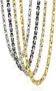 Mode Mens Necklace Chains Byzantine Box Link Stainless Steel Chain Halsband för män 4mm6mm8mm7673719