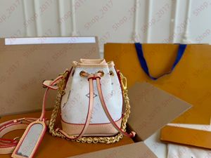 Роскошная дизайнерская сумка M83453 Nano noe Bucket Bags Женщины классический старый цветок мини -сумка для крови для тела сумка для плеча сумочка леди вечернее сцепление кошелек Crossbody Messenger