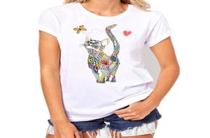 Мультфильм -кошка женская футболка Super Mama Summer 2019 Смешная футболка женская футболка плюс модная одежда для модной одежды Harajuku White Tshirts3540358