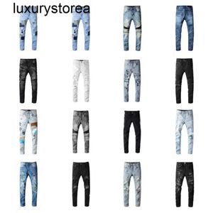 Designer Herren Jeans Hip-Hop Fashion Reißverschluss Loch Wash Jean Hosen Retro zerrissene Faltnähte Männer Design Motorrad Reiten kühle schlanke Pantilette Jeans für Mann Frauen 28-40