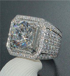 Men Diamond solitaire Rings Domineering Fashion Ring Silver Geometric Square Size 8135997912