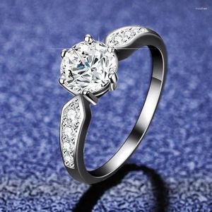 Cluster Rings Brilliant 1CT Test Real Moissanite Diamond Engagement For Women Platinum Pt950 Jewelry Wedding Anniversary Ring