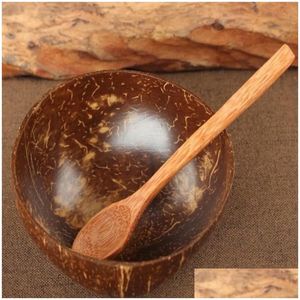 Миски натуральная кокосовая чаша украшение фруктовой салат с лапшой рис