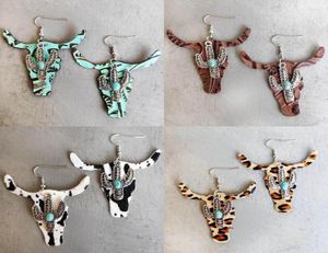 Dangle Earrings Fall Turquoise Cactus And Genuine Leather Ox Head For Women 2022 Fashion Western Cowgirl Whole5400952