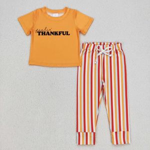 Zestawy odzieży Baby Boy Święto Dziękczynienia garnitur maluch bawełniane piżamy w paski spodnie pomarańczowe dzieci hurtowe dzieci