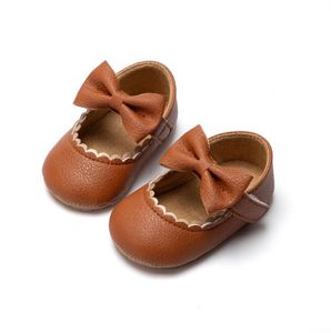 First Walkers Baby Girl Casual Shoes Infant Toddler BowKnot NonSlip Rubber SoftSole Flat PU Walker born Bow Decor