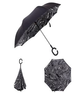 Speziales Design Car Regenschirm Inverted Regenschirme C -Griff Doppelschicht innen außen windproofes Strand umgekehrt klappende Sunnyrainy Dach1272740