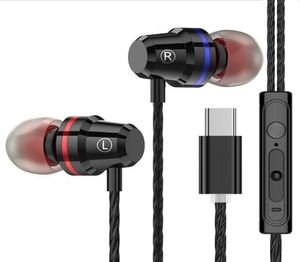 Inear trådbundna hörlurar typec sport öronsnäckor för xiaomi mi 8 huawei p20 p30 leeco USB typec metall headset med mic musik öronhone1469935