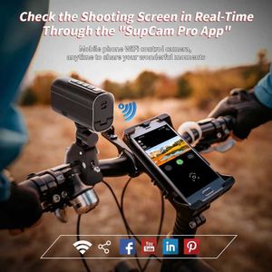 Videocamere Azione Sports Video 5K Action Camera Road Bike Casco Motociclette Anti -Shake Riding Bicycle Drive Drive Recorder con LED Light WiFi Sport DV J0518