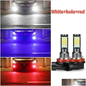 Car Headlights New Led Fog Lamp With Flashing Red Green Pink Blue Super Bright H3 H8 H11 9006 9005 H7 Modified 3030 Three-Color Bb Dro Dhtnv