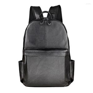 Rucksackstil echte Leder -Herren -Freizeit -Tasche mit großer Kapazität Rucksack Preppy Schoolbag