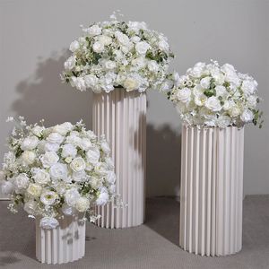 30cmシミュレートされた白いフラワーボールの結婚式の装飾Peony Rose Party Stage T Road Flowers 240517