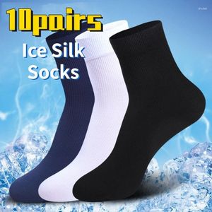 Men's Socks Men Ice Silk Summer Spring Ultra-thin Solid Business Breathable Soft Ankle Bamboo Fiber