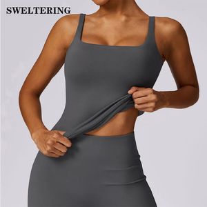 Yoga Tank Top Backless Gym Top Womens Exercise Top Chest Cushion Sports Tank Top Push Up Running Training Tank Top 240428