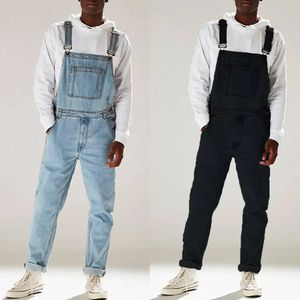 Düz renkli kot pantolonlar için tulumlar moda gündelik takım elbise yüksek bel denim tulumlar gündelik büyük boy pantolon erkek giyim eşak 240517