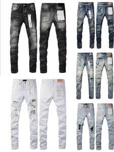 Jeans roxos jeans jeans para masculino botões de moda de rua preto elástico elástico jeans skinny botões