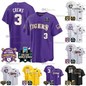 LSU Tigers 2023 World Series Championship Jersey Dylan Crews Brayden JOFFET TRE Morgan Alex Bregman White Jake Fraley Gavin Dugas Kevin