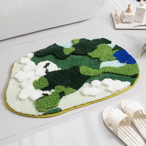 Mattor flockar mattan Mossformad badrum golvmatta mjuk ultravin fiber tvättbar och absorberande H240517